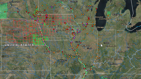 Stream gauges over the Midwestern United States.