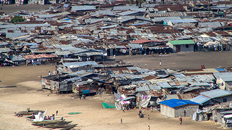 Aerial view of a refugee camp