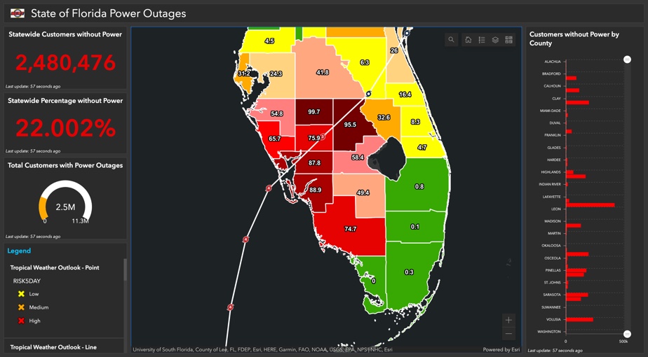 State of Florida Power Outages map
