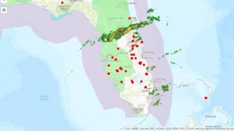 Popular public information map depicting wildfire activity.