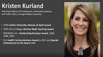 Kristen Kurkland and a list that highlights four major awards she has won between 2000 and 2020