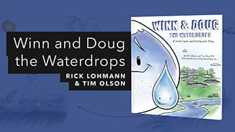 The cover of Winn and Doug the Waterdrops overlaid on a blue background