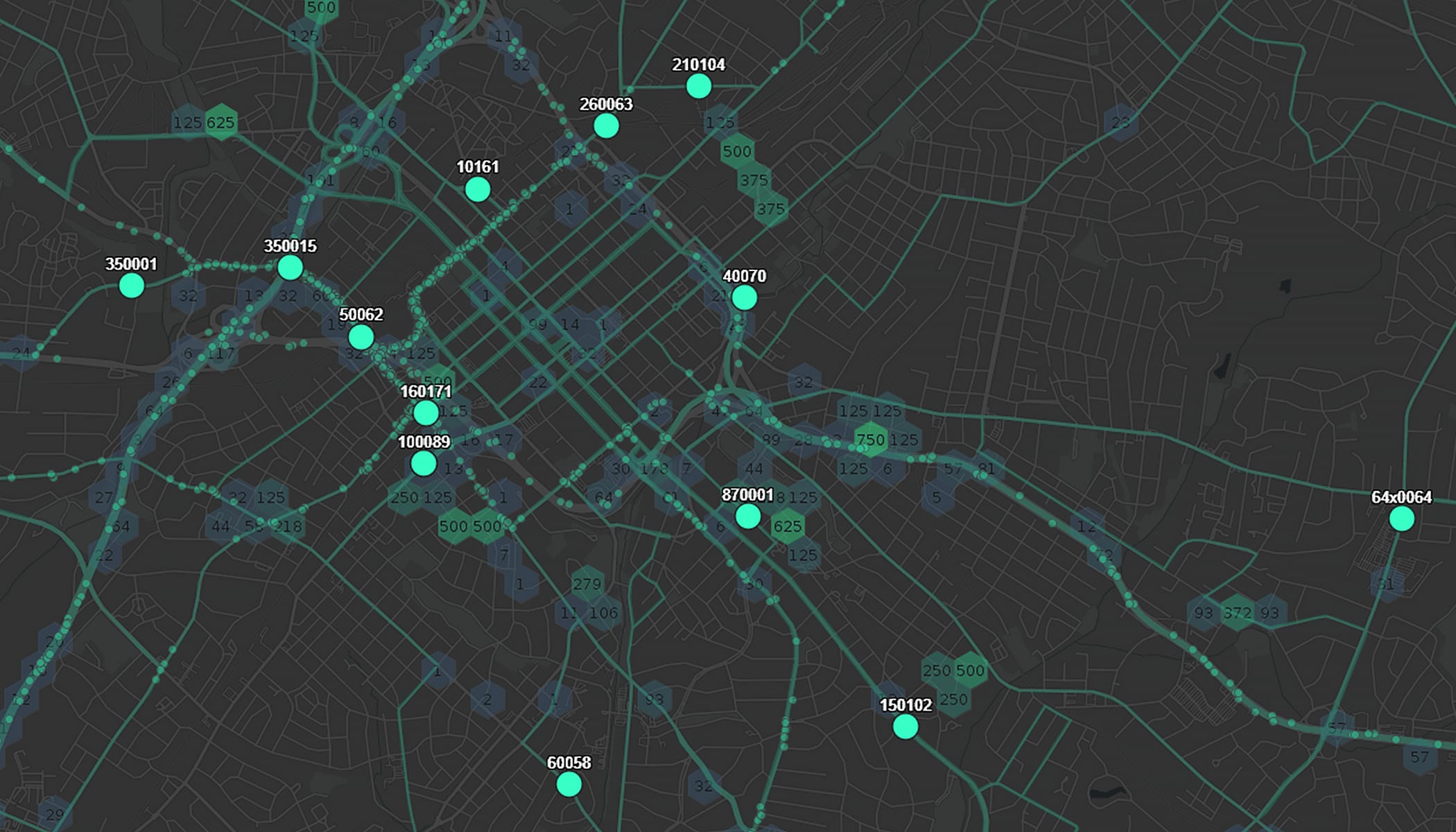 Real-time data points on a map