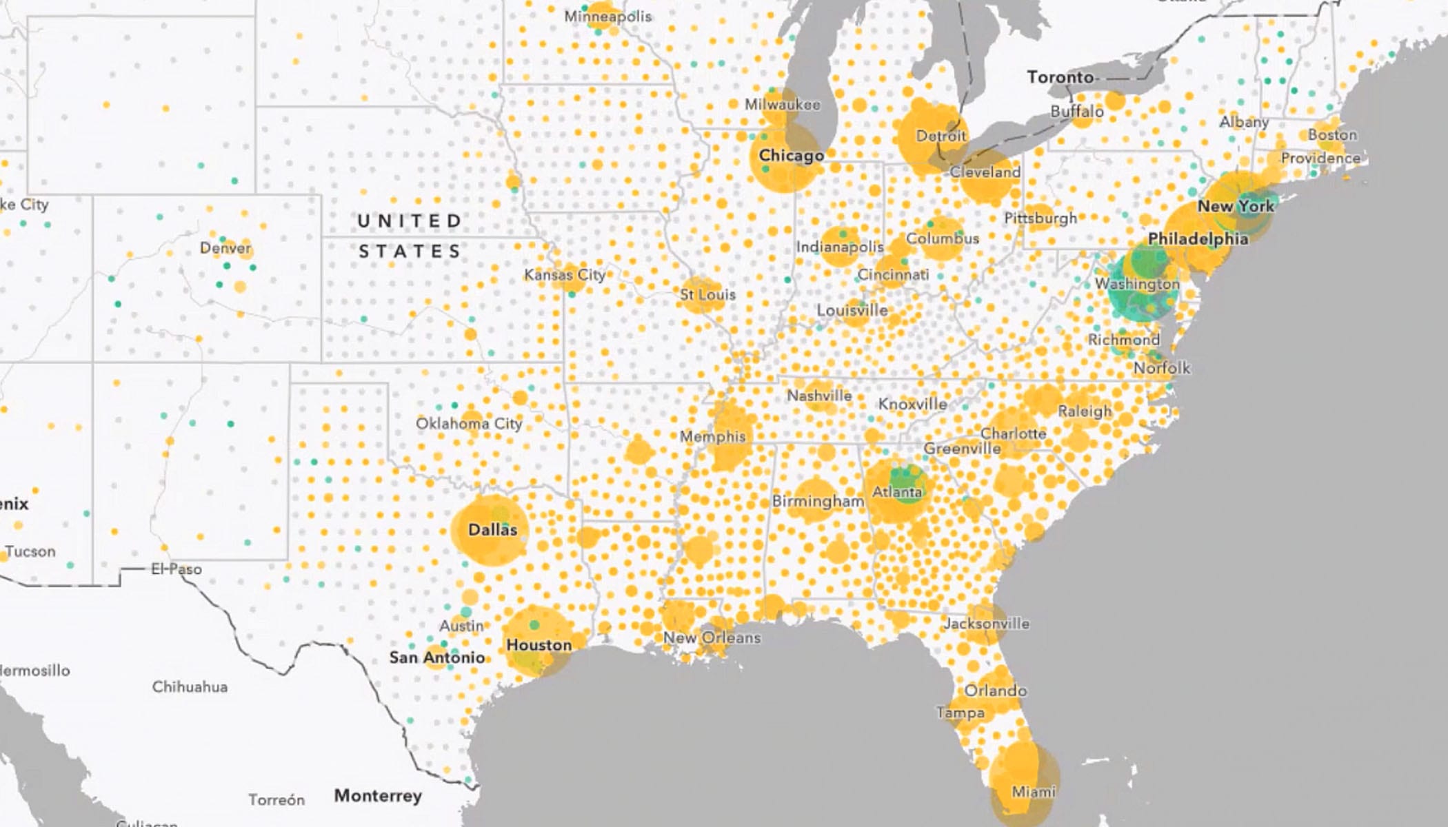 The banking industry could use this map of income disparity in the US to find opportunities