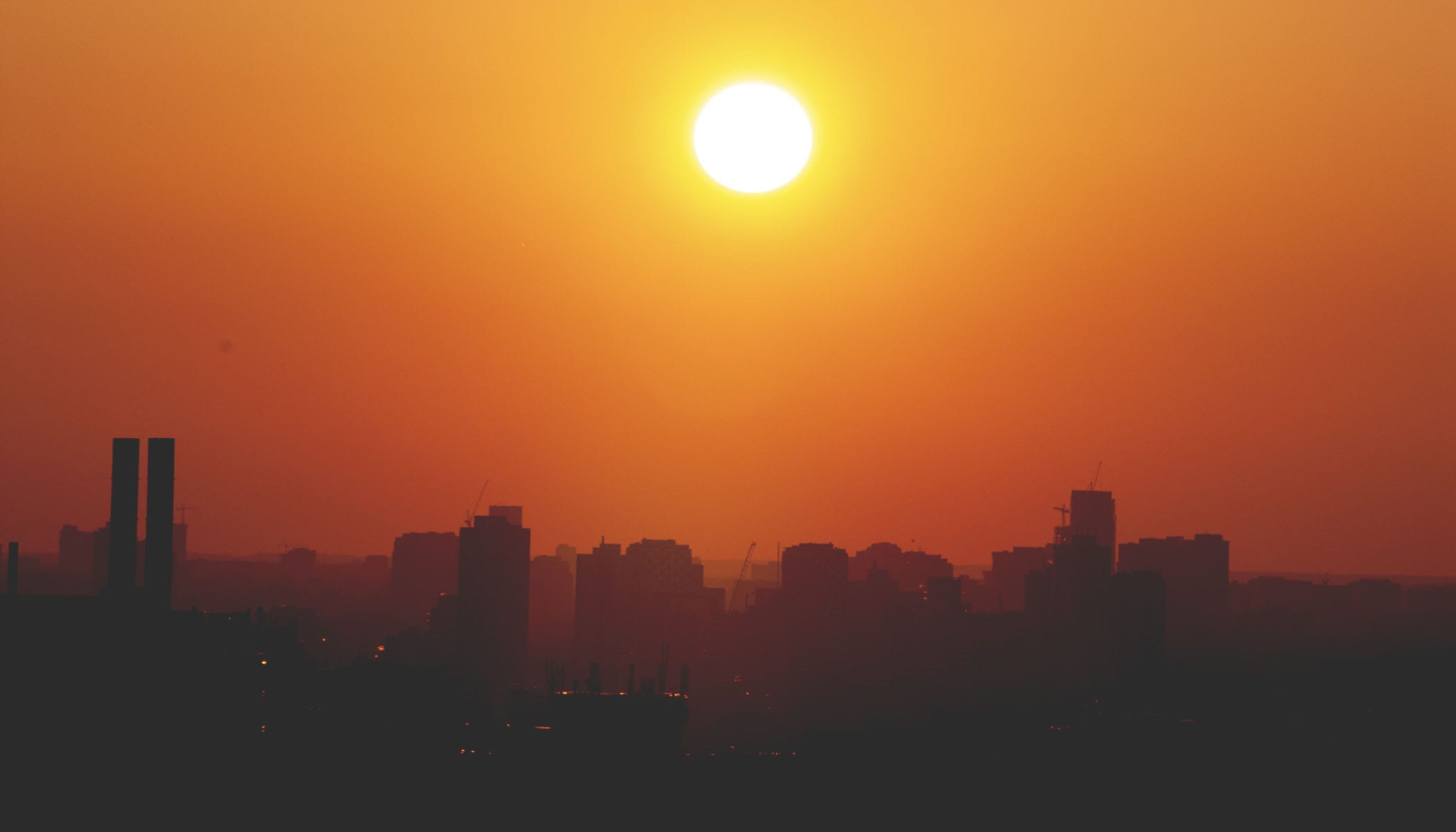 Sun setting in a hazy sky