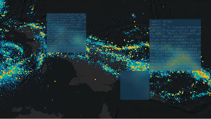 Eine abstrakte Visualisierung einer Weltkarte, überlagert mit dichten Strömen farbiger Datenpunkte