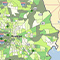 A map of Houston, Texas, with areas colored in different shades of green 