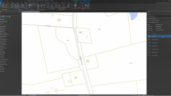 The SSP Innovations tool in ArcGIS Pro that shows a list of tools and tasks assigned to a user and a light-them map that shows roads marked with tan lines