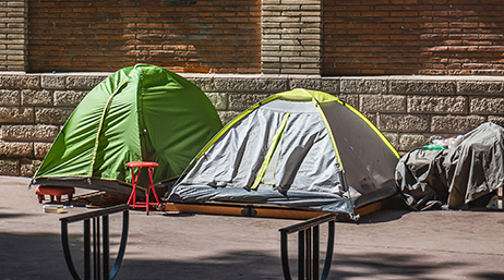 tents on a sidewalk