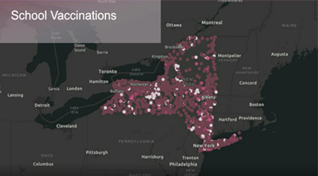 map of school vaccinations in New York