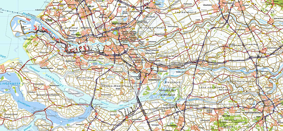 Colorful, detailed map of part of The Netherlands