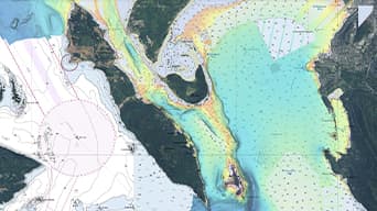 Colorful image of a nautical map