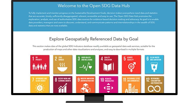 Image of a desktop screen displaying the Open SDG Data Hub