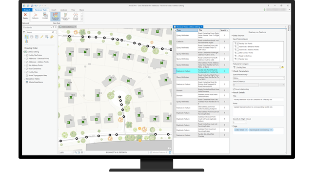 Desktop computer with mapping software being used to analyze a neighborhood