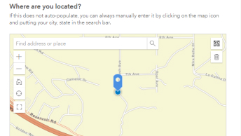 Map with a question above it asking, “Where are you located?”