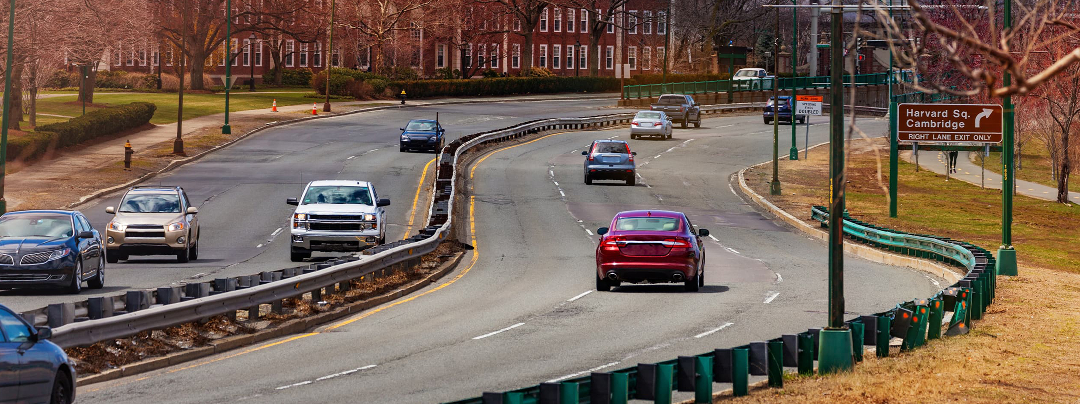 A highway with vehicles