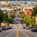 Steep city street in San Francisco, California, United States