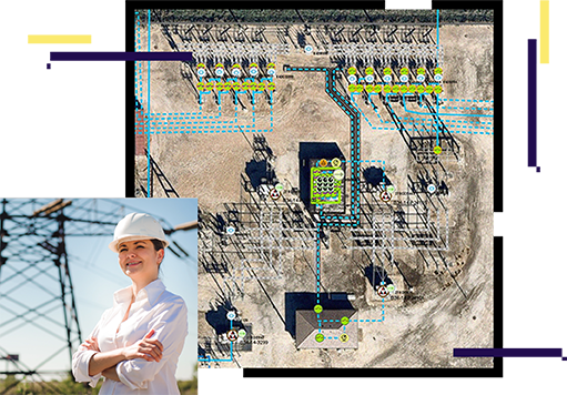 person wearing a hardhat, substation map