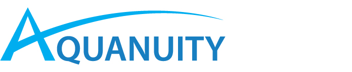 Aquanuity logo with the company name beneath a blue arch