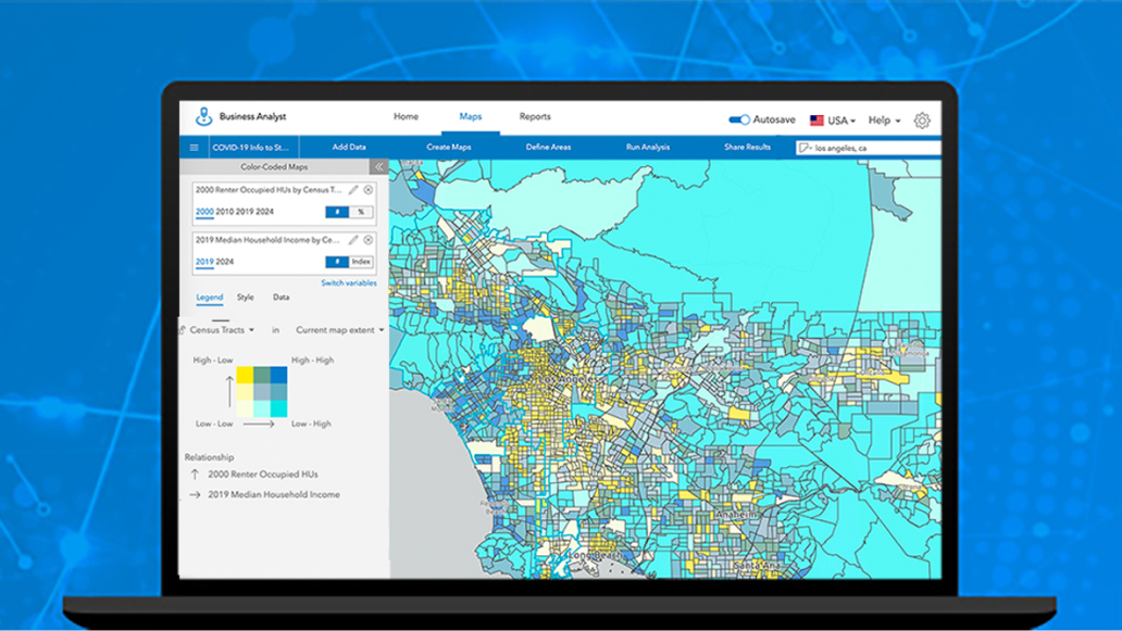 Color-coded ArcGIS Business Analyst map