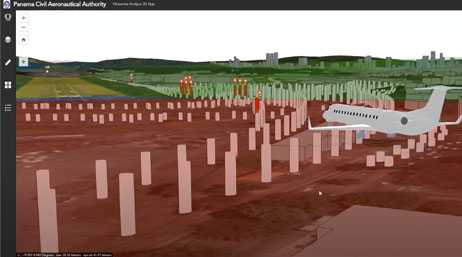 A screencap from the featured webinar with a 3D computer-generated image of an airplane flying over a field 