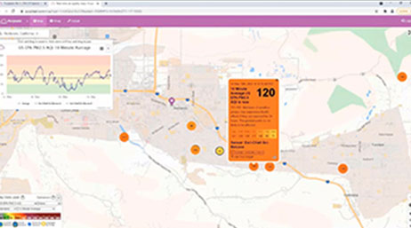 A screencap from the featured video with a map in pale violet scattered with orange map points
