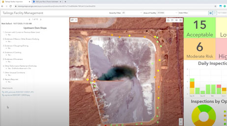A webpage with a drone aerial image of a red rock mining site