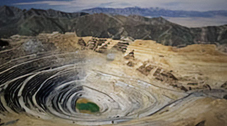 A webpage with a drone aerial image of a mining site