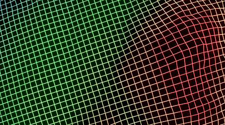 A grid of squares in green and red on a black background
