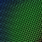 A grid of squares in gradient color from green to orange across a black background