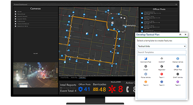 Map with real-time camera feeds