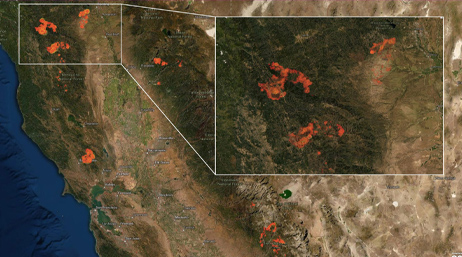 Map of fires in California