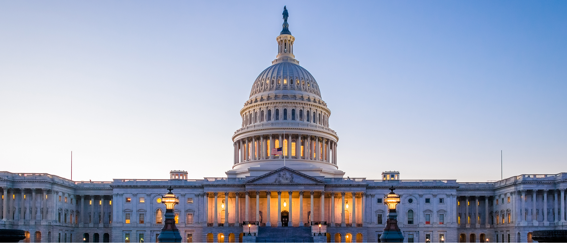 The US Capitol at dusk
