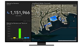 A dashboard that combines location and port data to plan material removal from harbor terminals