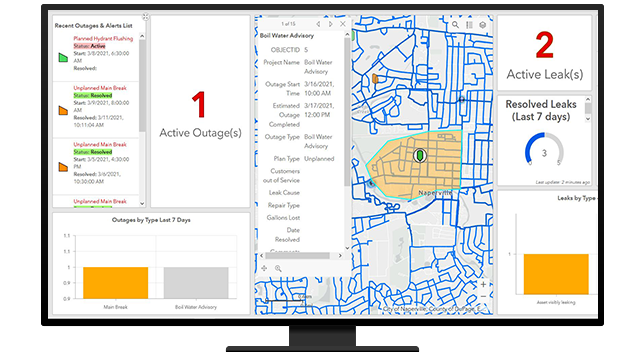 Panel z mapą awarii i alertów