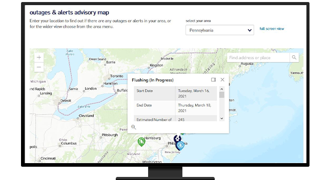 Carte d’information sur les pannes et alertes