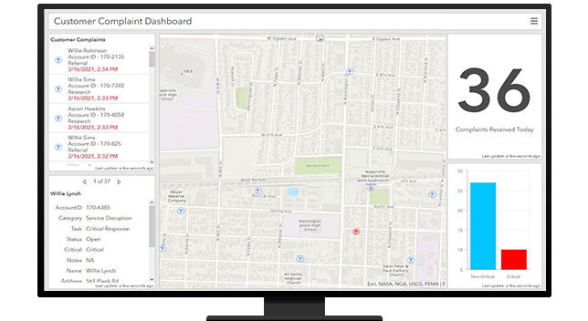 Customer complaint map dashboard