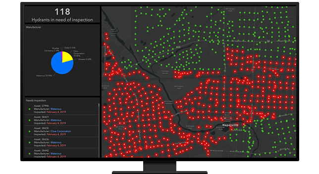 Map of hydrants in need of inspection