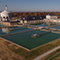 An aerial view of a water treatment plant