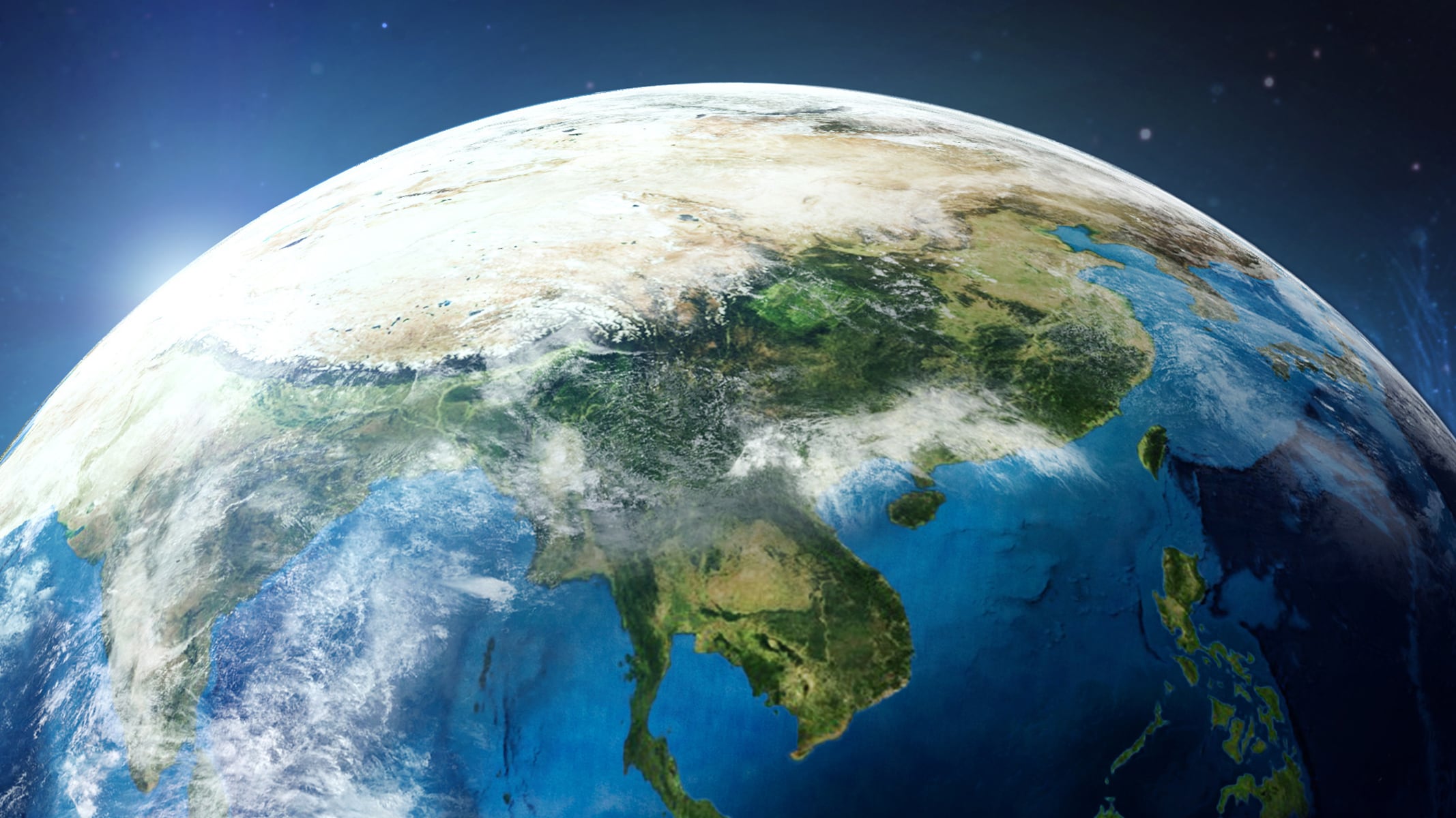 Grafik der Erdoberfläche mit der Sonne, die über den Horizont lugt