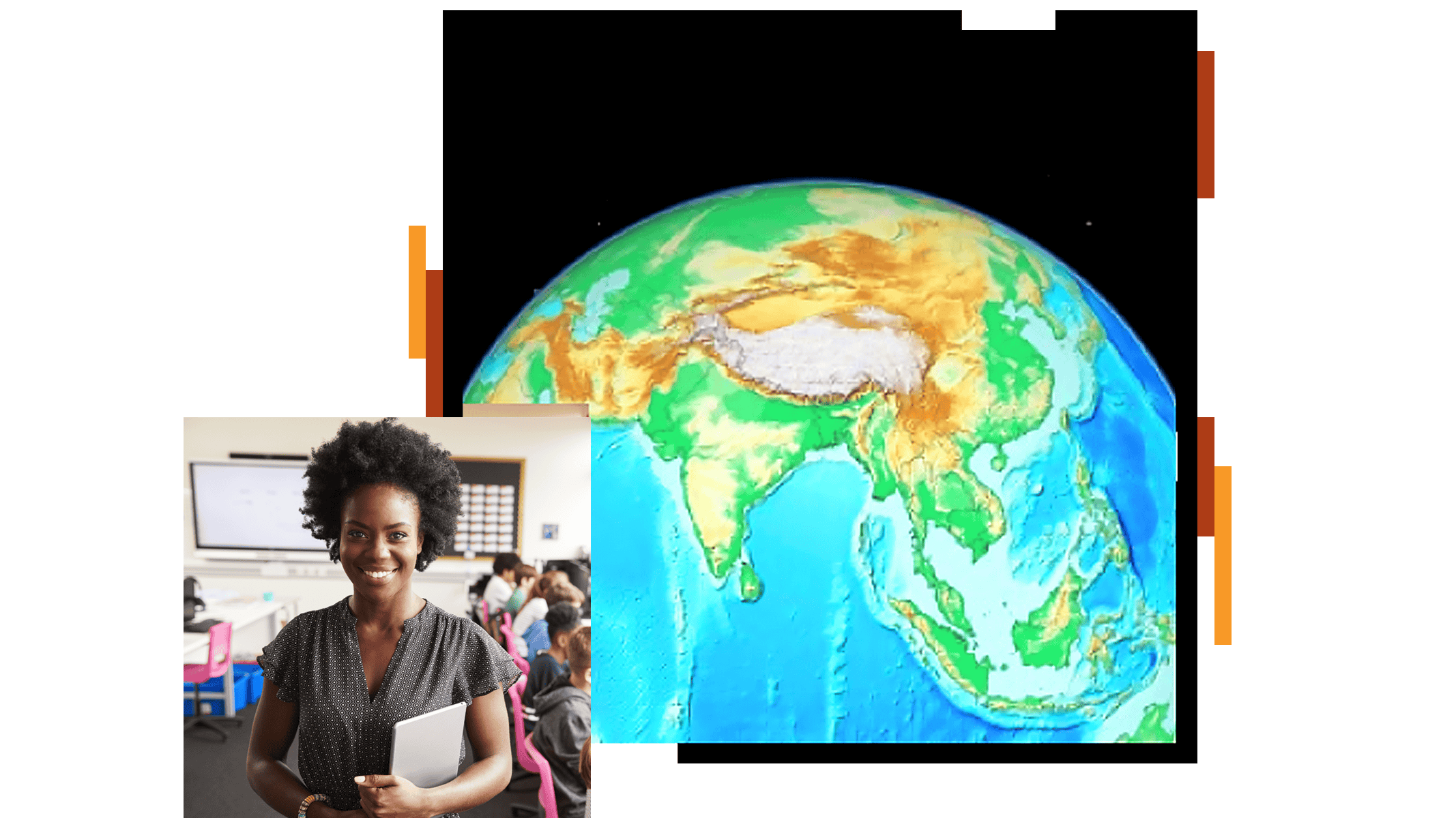 Parte della Terra ripresa da un satellite circondata dallo spazio nero