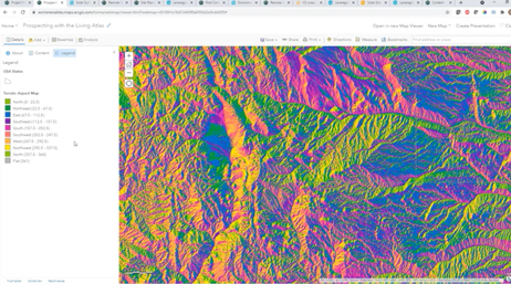 A multicolored hill shade map illustrating imagery and remote sensing
