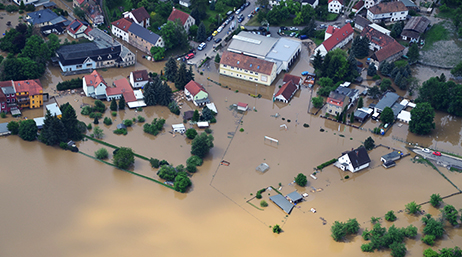An image displaying flood visualization the impact of flooding on public infrastructure, critical facilities, and populations.
