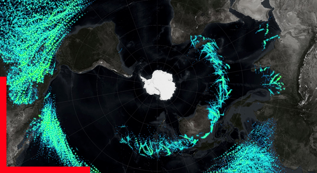 An aerial view of the South Pole from space