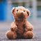 A brown teddy bear in sharp focus