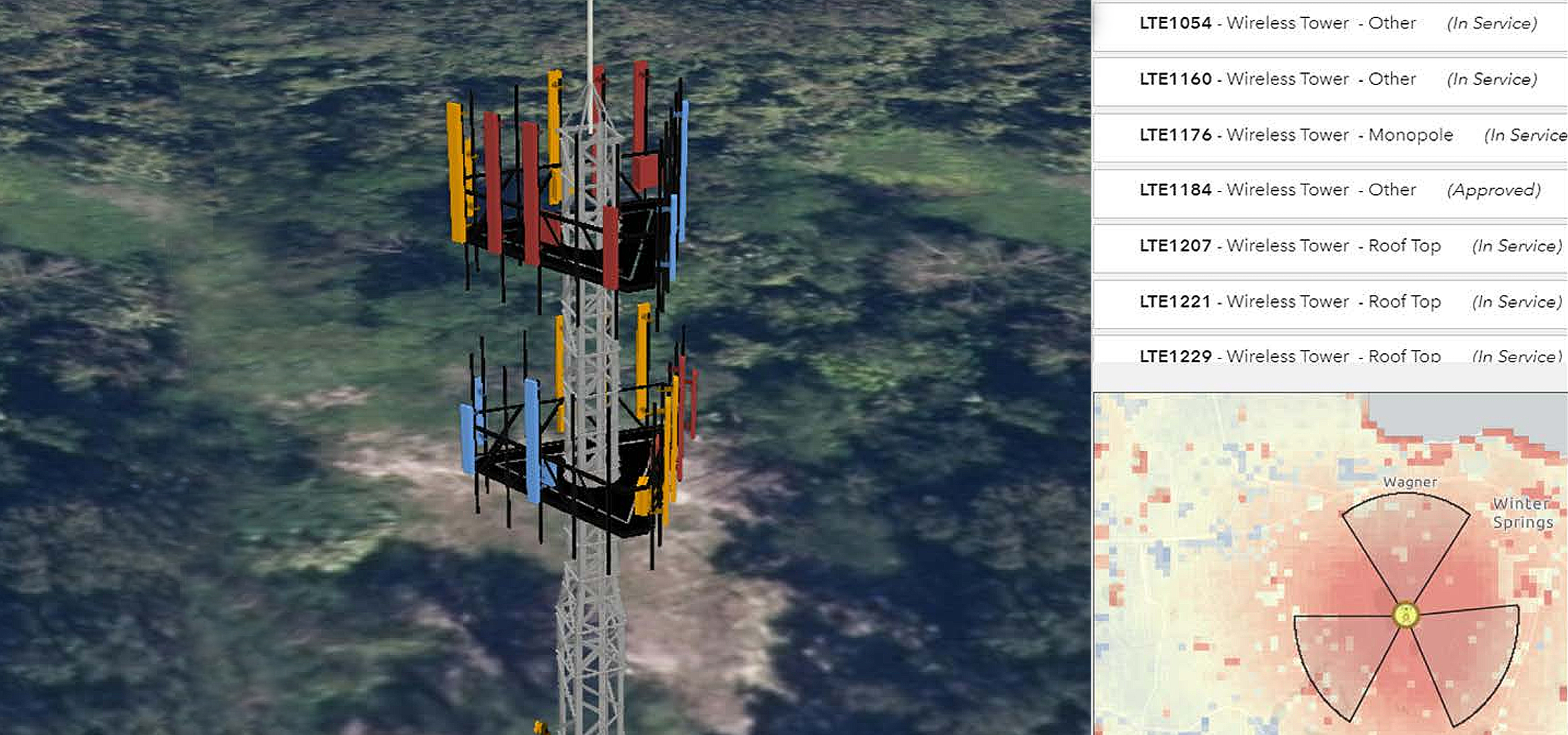 Wireless tower and map of its location