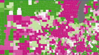 Mappa ombreggiata in rosa e verde