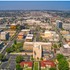 An aerial view of downtown San Bernardino 