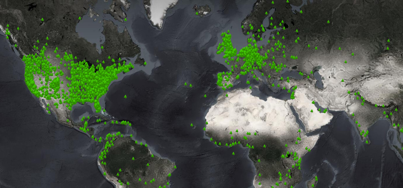 Mapa representando a adesão ao programa em todo o mundo