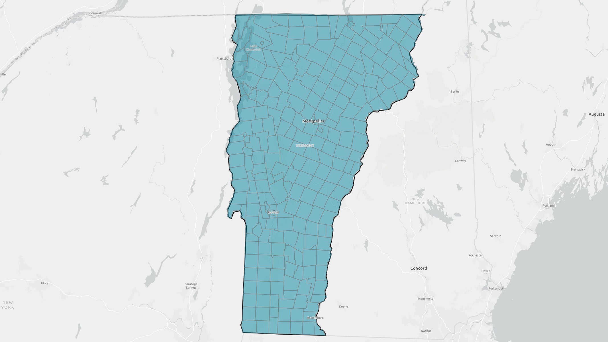 A hexagonal grid map showing spatial analysis across a state-shaped region